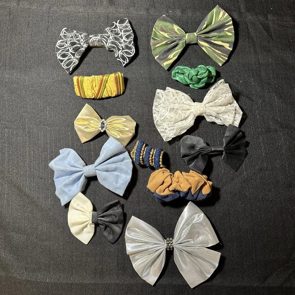 Vintage Lot Of 12 Hair Barrettes / Accessories 80s 90s Metal Clasp Multi Color